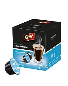 Café René Decaffeinato package and capsule for Dolce Gusto
