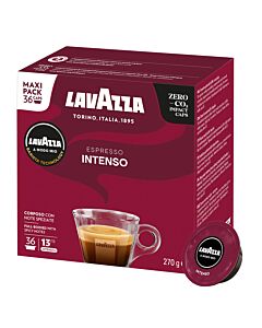 Lavazza Espresso Intenso Maxi Pack package and capsule for Lavazza A Modo Mio
