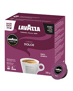 Lavazza Lungo Dolce Maxi Pack package and capsule for Lavazza A Modo Mio
